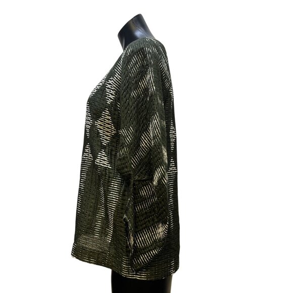 Maria Cornejo Olive White Diamond Textured Blouse Top 6 - Picture 4 of 7